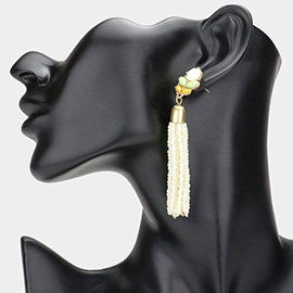 Flower Seed Bead Tassel Earring