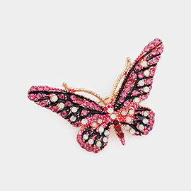 Crystal Rhinestone Pave Butterfly Pin Brooch