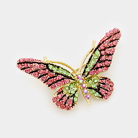 Crystal Rhinestone Pave Butterfly Pin Brooch