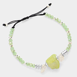 AB Aurora Borealis Natural Stone Beaded Cinch Pull Tie Bracelet