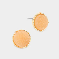 Round Faux Druzy Stone Stud Earrings