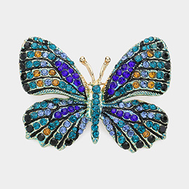 Rhinestone Pave Butterfly Pin Brooch