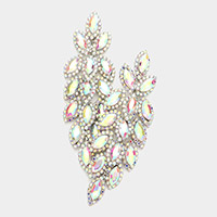 Crystal Stone Leaf Cluster Marquise Evening Earrings