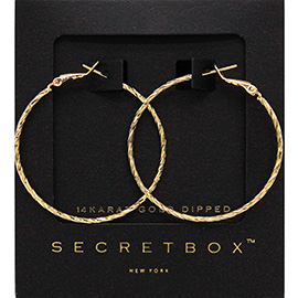 Secret Box_14K Gold Dipped Textured Hoop Earrings