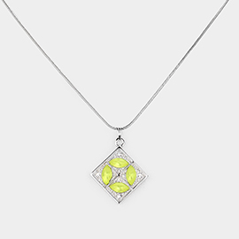 Rhinestone Square Pendant Necklace