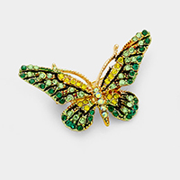 Crystal Rhinestone Pave Butterfly Pin Brooch