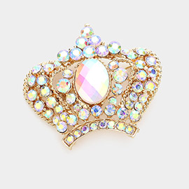 Pave Crystal Crown Pin Brooch