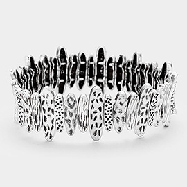 Animal Print Metal Bar Stretch Bracelet