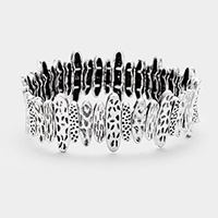 Animal Print Metal Bar Stretch Bracelet