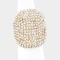 Wide Crystal Rhinestone Pave Stretch Ring