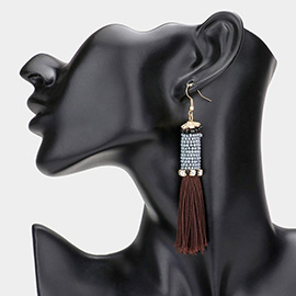 Wrapped Bead Tassel Earrings