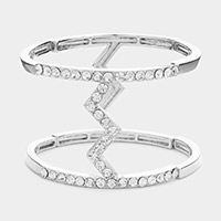 Rhinestone Cut out Cage Stretch Bracelet