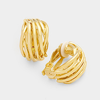 Wavy Metal Clip on Earrings