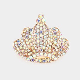 Crown Crystal Rhinestone Pave Pin Brooch