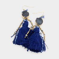 Boho Genuine Druzy Tassel Earrings