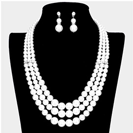 Pearl Triple Layered Bib Necklace