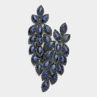 Crystal Stone Leaf Cluster Marquise Evening Earrings