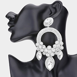 Oversized Marquise Triple Flower Chandelier Evening Earring