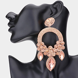 Oversized Marquise Triple Flower Chandelier Evening Earring