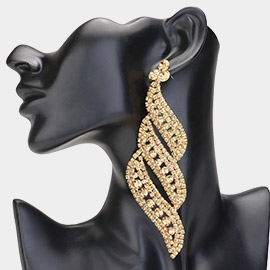 Oversized Pave Crystal Rhinestone Evening Earrings