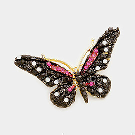 Crystal Rhinestone Pave Butterfly Pin Brooch