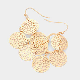 Layered Filigree Metal Disc Dangle Earrings