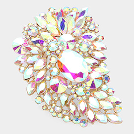 Oversize Multi Stone Floral Pin Brooch