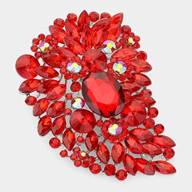 Oversize Multi Stone Floral Pin Brooch