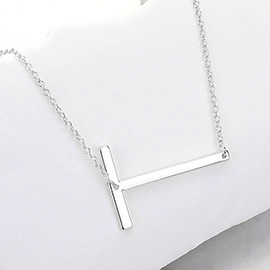 -T- Metal Monogram Pendant Necklace