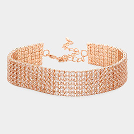 6 Rows Pave CZ Tennis Evening Bracelet