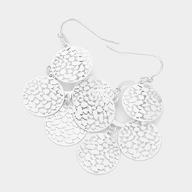 Layered Filigree Metal Disc Dangle Earrings