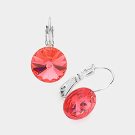 Genuine Round Crystal Lever Back Earrings