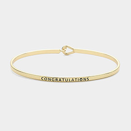 Congratulations Message Brass Thin Metal Hook Bracelet