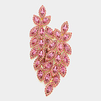 Crystal Stone Leaf Cluster Marquise Evening Earrings