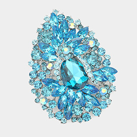 Crystal Rhinestone Teardrop Bouquet Pin Brooch