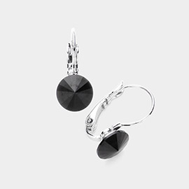 Genuine Round Crystal Lever Back Earrings