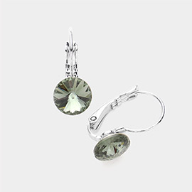 Genuine Round Crystal Lever Back Earrings