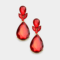 Floral Glass Crystal Teardrop Evening Earrings