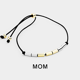 MOM Message Morse Code Adjustable Cinch Pull Tie Bracelet