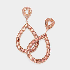 Marquise Stone Pave Teardrop Hoop Evening Earrings