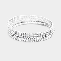 5Rows Crystal Rhinestone Pave Coil Bracelet