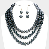 Triple Strand Beaded Bib Necklace