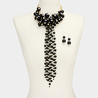 Pearl Cluster Vine Fringe Bib Necklace