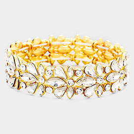 Floral Crystal Stretch Evening Bracelet