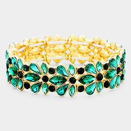 Floral Crystal Stretch Evening Bracelet