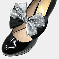 1Pair Mesh Ribbon Bow Stretch Shoe Accessory