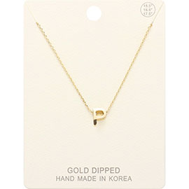 -P- Gold Dipped Metal Pendant Necklace