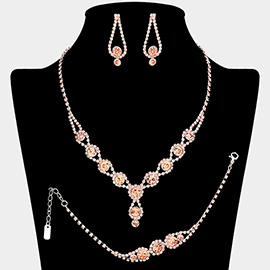 Rhinestone Bubble Necklace Jewelry Set