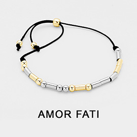 AMOR FATI Message Morse Code Adjustable Cinch Pull Tie Bracelet