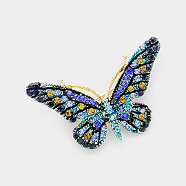 Crystal Rhinestone Paved Butterfly Pin Brooch